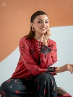 ECHO by GJ Premium Bana Dora Linen Printed 2 Piece Suit – Unstitched - Image 3