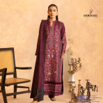 Amaaj By Johra Luxury Embroidered Unstitched 3 Piece Suit Purple colour   - Winter Collection