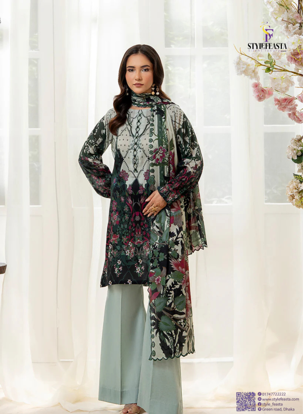 Sofia Digital Printed Lawn – Premium 3 Piece Unstitched Suit by GJ Collection
