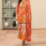 Morja by Guljii Pakistani Digital Printed Lawn Dress with Organza Lace - Image 2