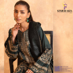 Amaaj By Johra Luxury Embroidered Unstitched 3 Piece Suit Grey - Winter Collection - Image 3