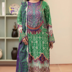 Morja by Guljii Pakistani Digital Printed Lawn Dress with Organza Lace - Image 2